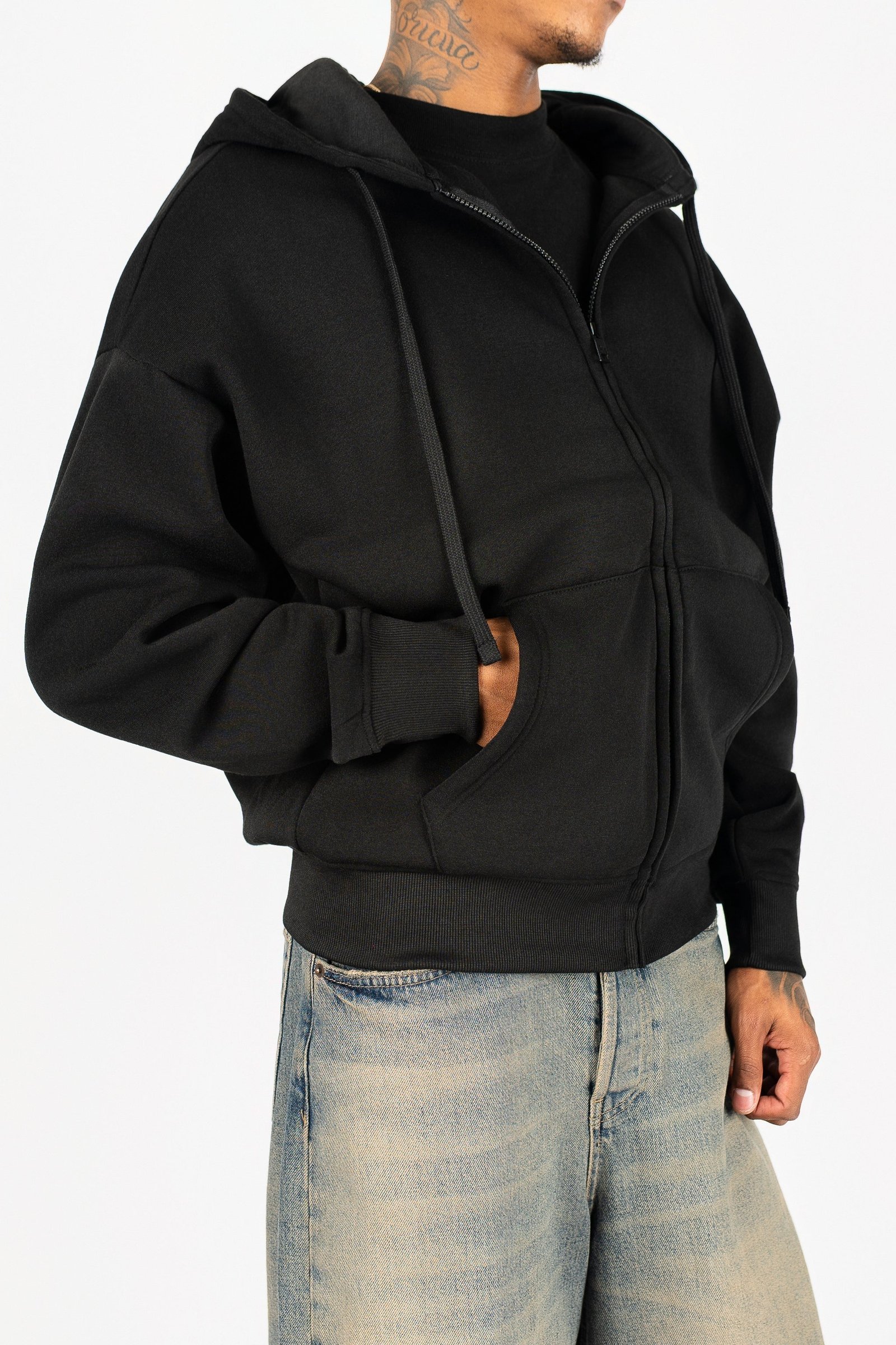 Oversize Drop Shoulder Zip Up Hoodie - Image 8
