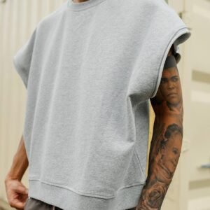 Distressed Cut Off Crewneck