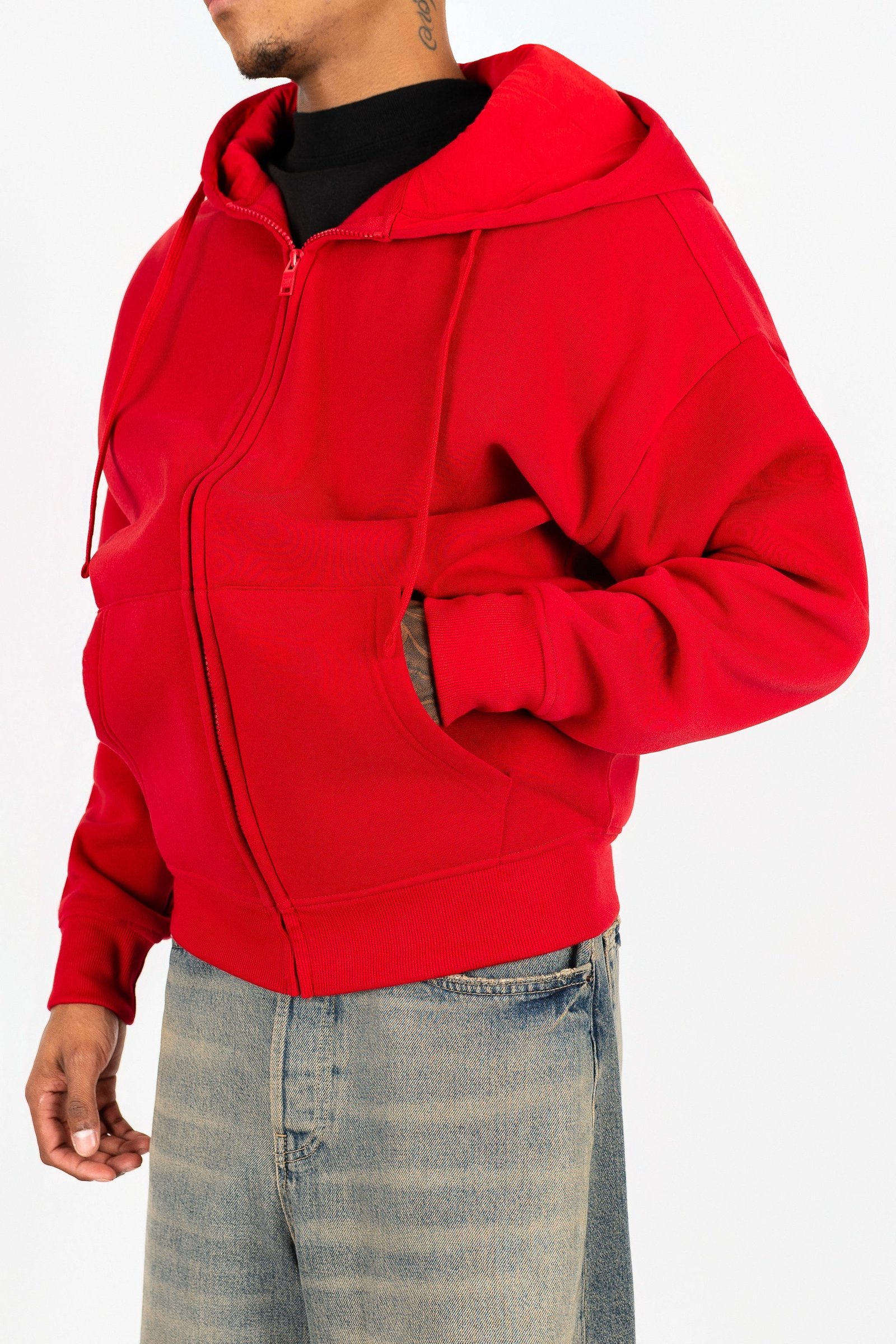 Oversize Drop Shoulder Zip Up Hoodie - Image 5